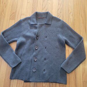 Mens Gray Emozioni Uomo Button-Up Cardigan Made In Italy Knit With Merino Wool &